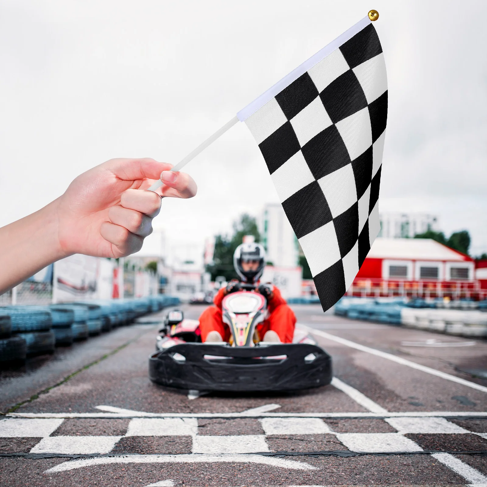 

25pcs Black White Durable Lightweight Checkered Racing Flags Mini Polyester Waving Car Checkered Flags