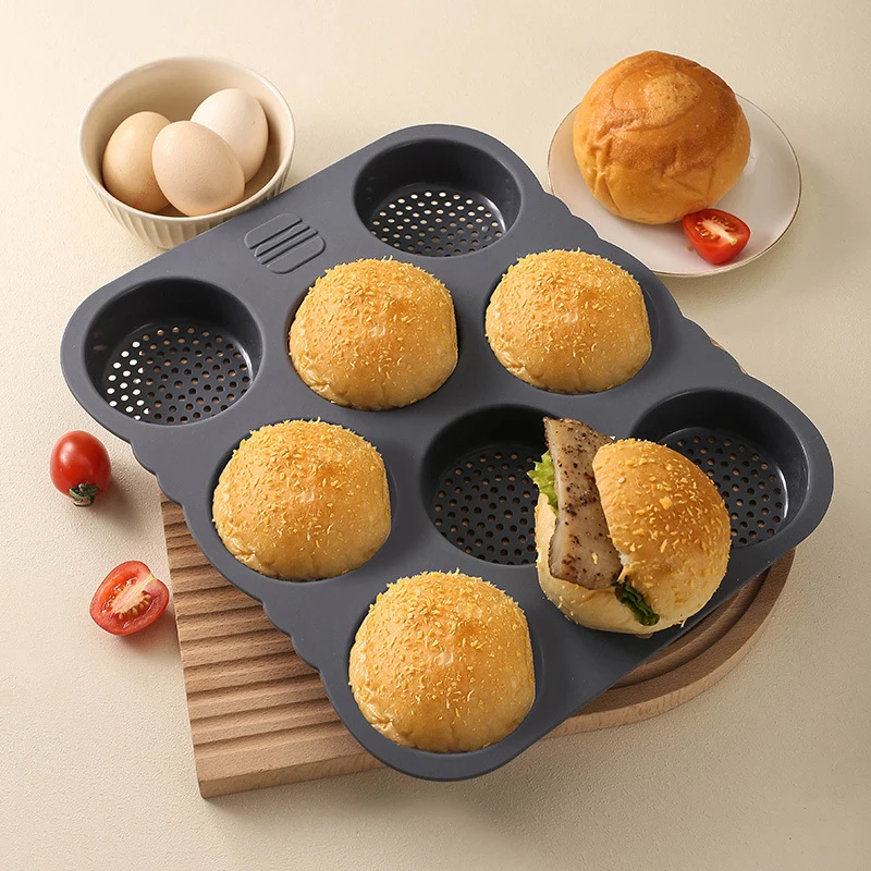 Neue Lebensmittel qualität Silikon Antihaft runde Burger Backblech Laib Pfanne 29,8x25,5x3cm