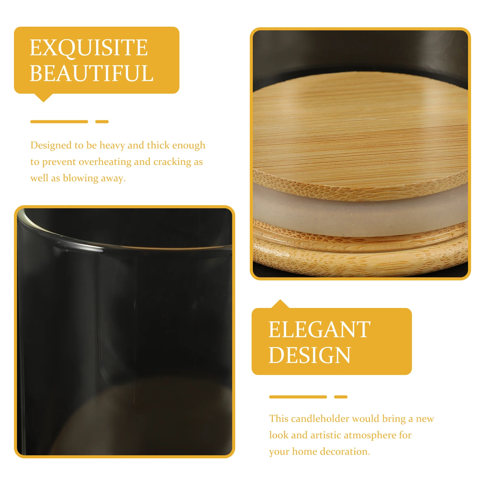 1 zestaw Wiatroodporny Stojak Szklany Klosz Otwarty z Bambusową Podstawą do Dekoracji Domu na Biurko Przezroczysta Osłona