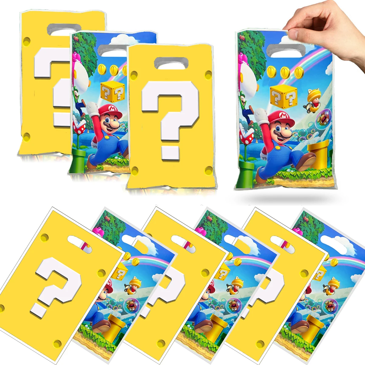 20pcs Mario Bros Birthday Bags 16.5*25cm Prince Peach Loot Bag Kids Birthday Party Supplies Kids for Treat Bags Party Favors