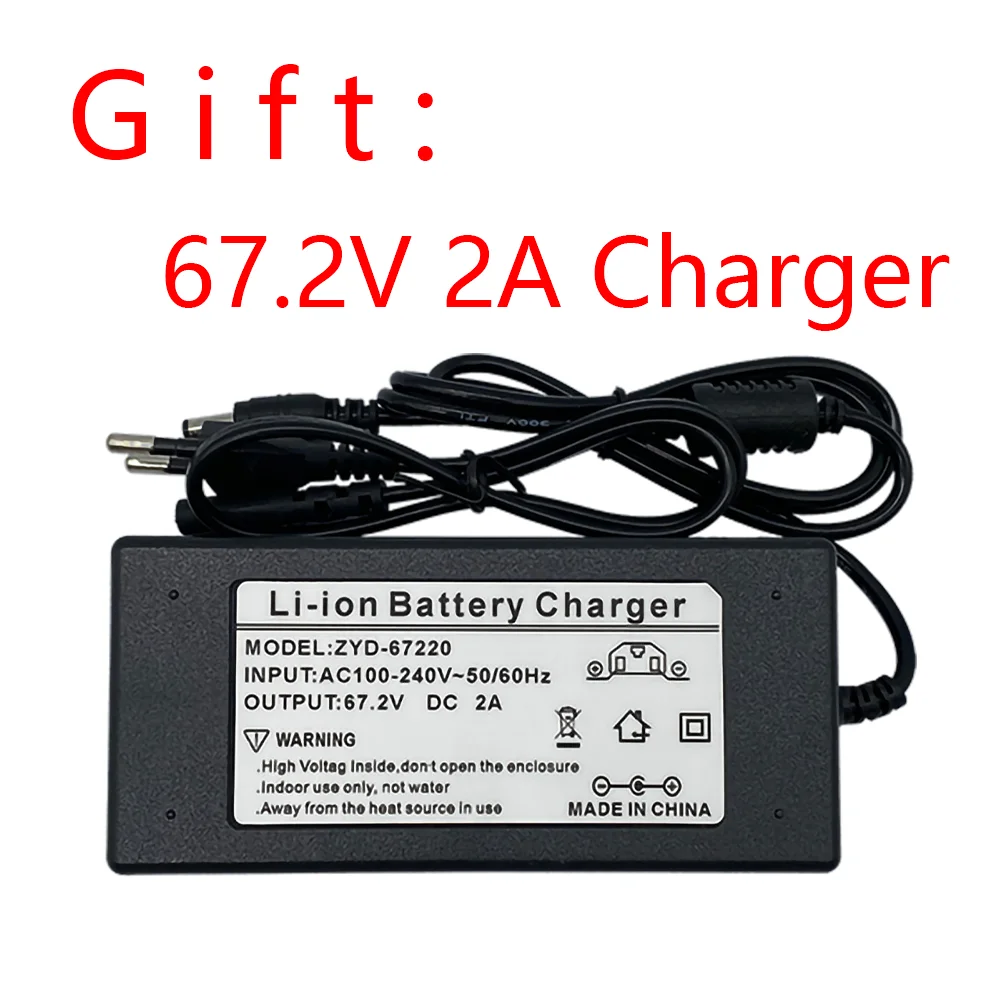 60V16S2P 28Ah 18650 Li-ion Battery Pack 67.2V 28000mAh Ebike Electric bicycle Scooter with BMS 1000Watt XT60 plug  + Charger