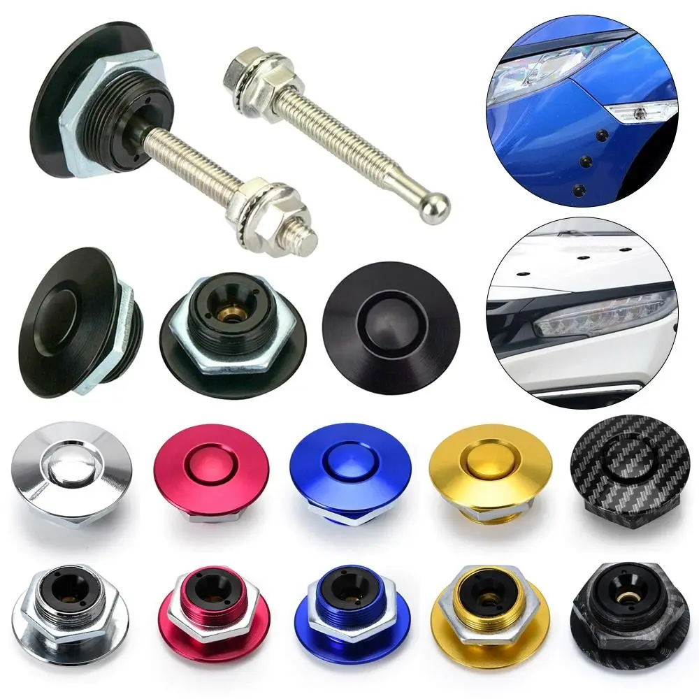 1Pcs Colorful Quick Release Push Button Latch Clip Aluminum Front Bumper Hood Pin Car Accessory Body Kit Engine Bonnet Lock