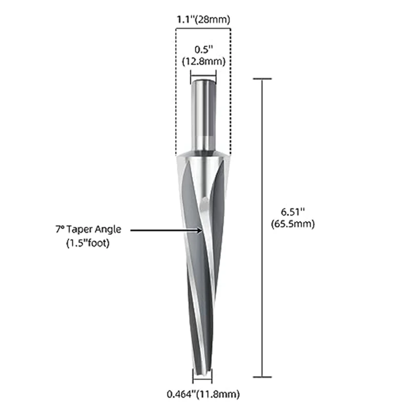 7 Degree Ball Joint Tapered Reamer, 1-1/2 Inches Per Foot Tapered Ball Joint Reamer, Reamer Bit Universal Reamer Tool