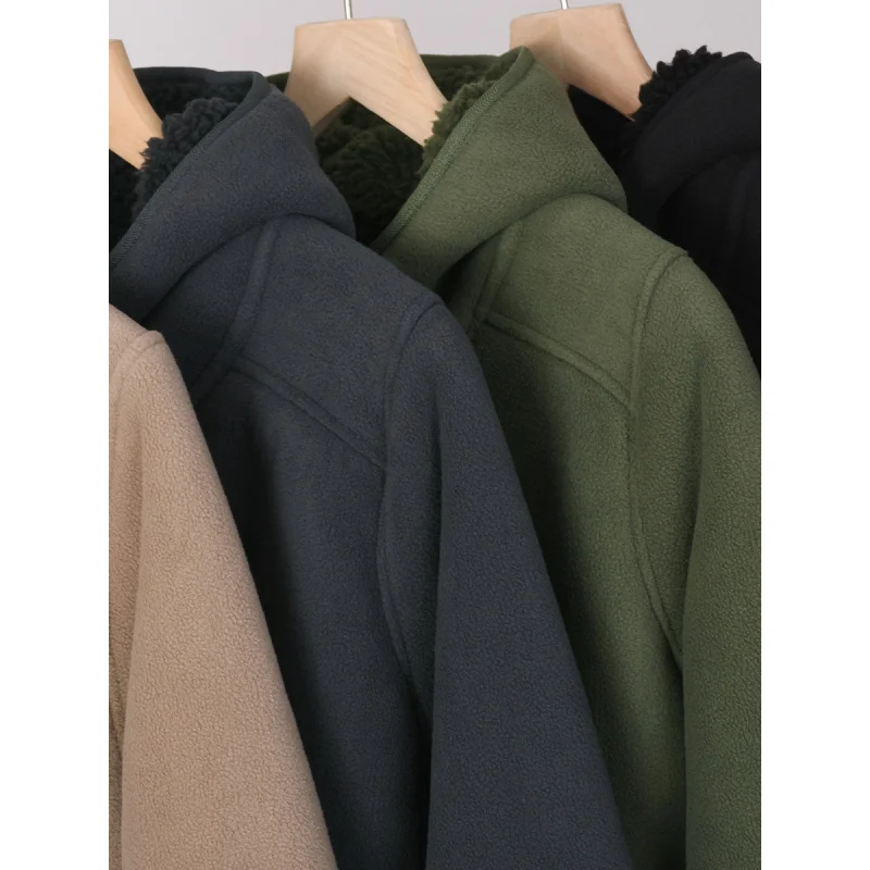 W2EJOURNEY الاتحاد الأوروبي الولايات المتحدة حجم قسط جودة فاخرة ملابس خارجية خمر 520 جرام الوزن الثقيل شيربار الصوف قلنسوة بسحاب سترة #5