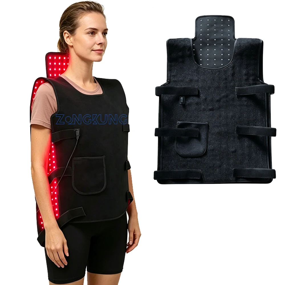 

Led Red and Infrared Light Therapy for Body Heated Vest 660nm&850nm for Shoulders Back Chest Belly Stomach Pain Relief