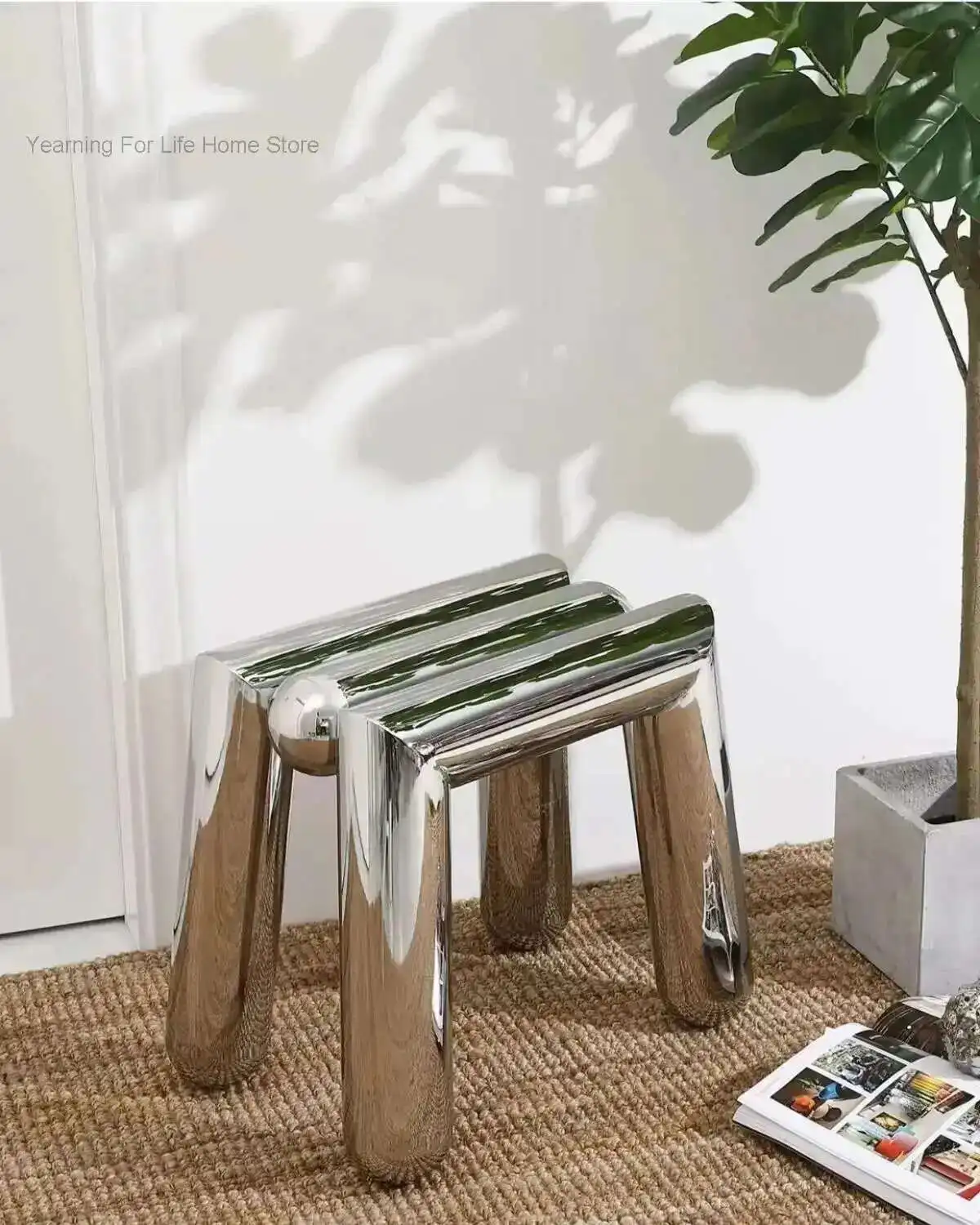 

Metal Craft Stainless Steel Home Porch Shoe Bench Living Room Sofa Footstool Children's Low Stool Coffee Decorative Chairs