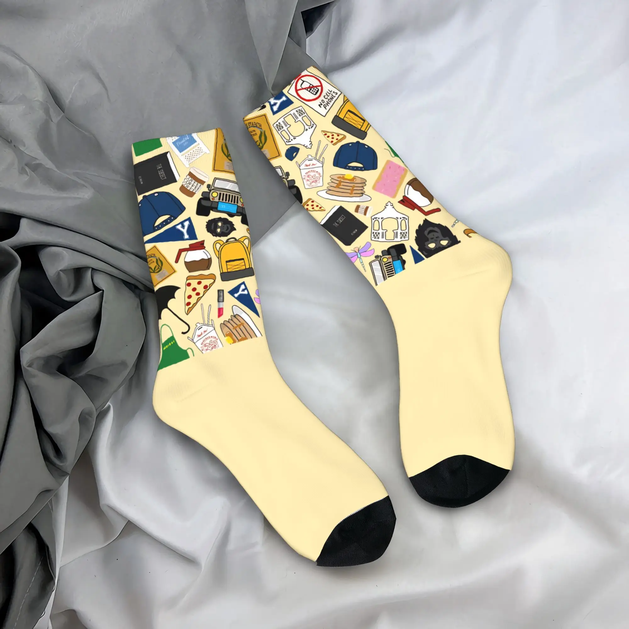 Зимние теплые носки Gilmore Girls Ultimate Fan Pattern Icons с принтом зеленого цвета, впитывающие пот баскетбольные носки,