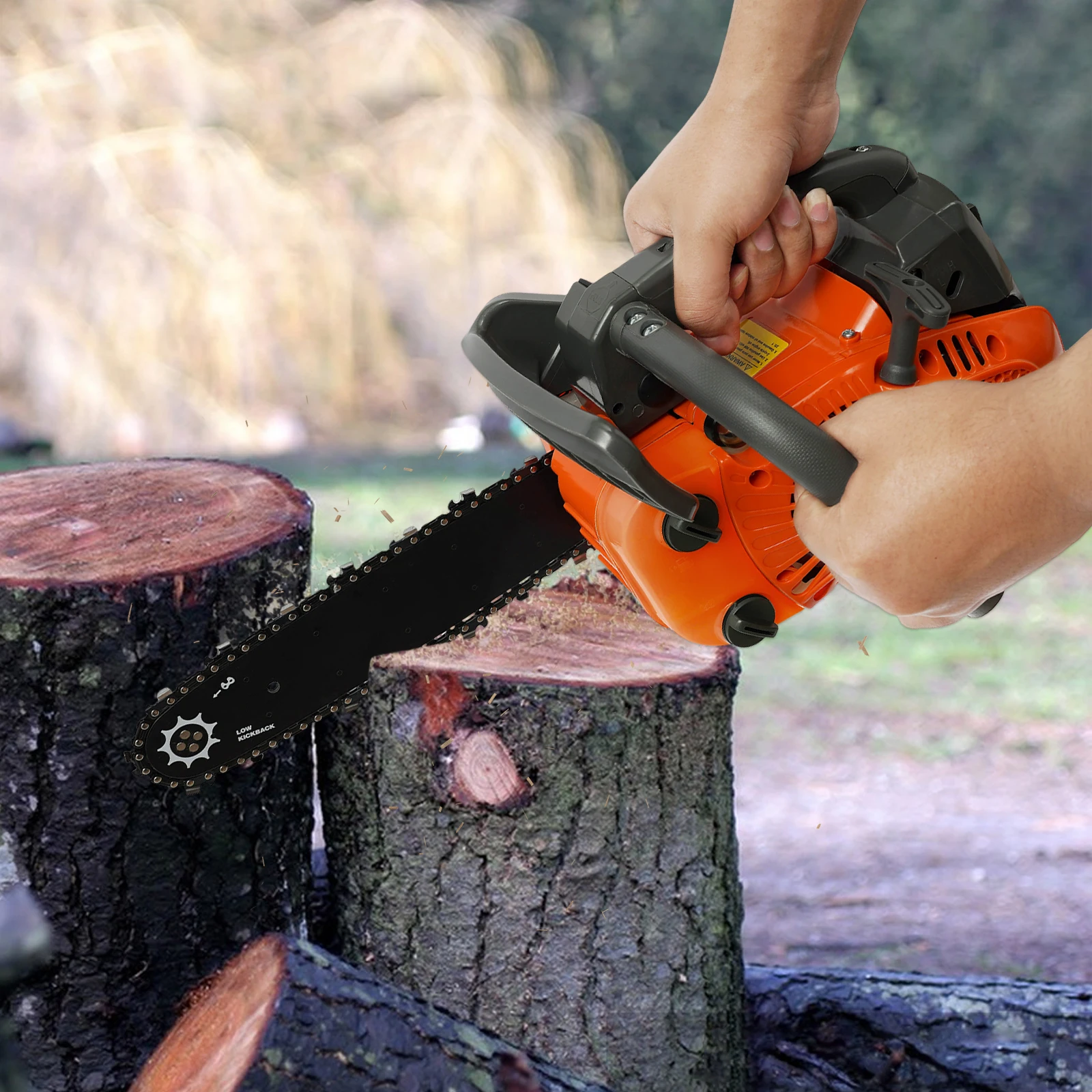 

12in Red Aluminum Alloy Gasoline Chainsaw,2-Stroke Engine Chainsaw 25.4cc for Gardens,Parks