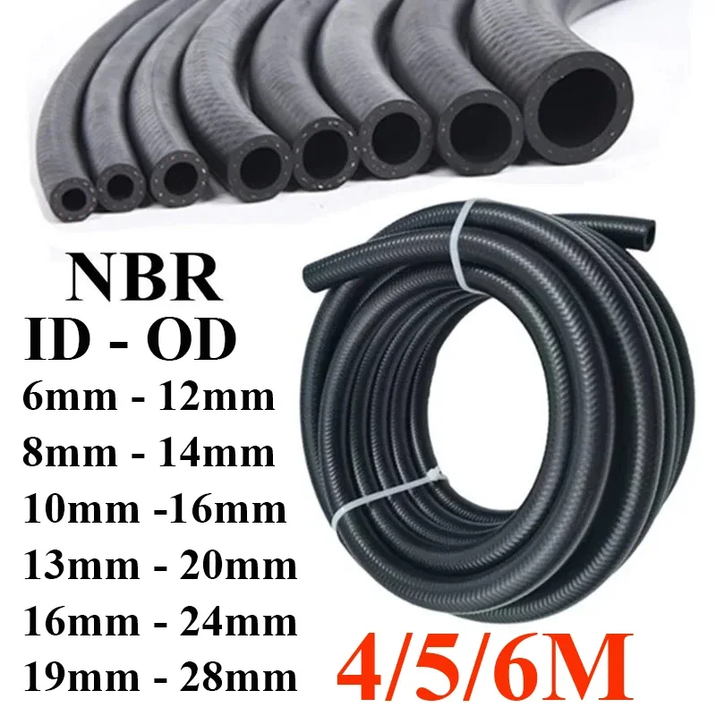 Mangueira de gasolina resistente a óleo de alta temperatura, 4-6m, tubo de combustível de borracha nbr, tubo diesel de alta pressão para motocicleta, tubo de resfriamento de água