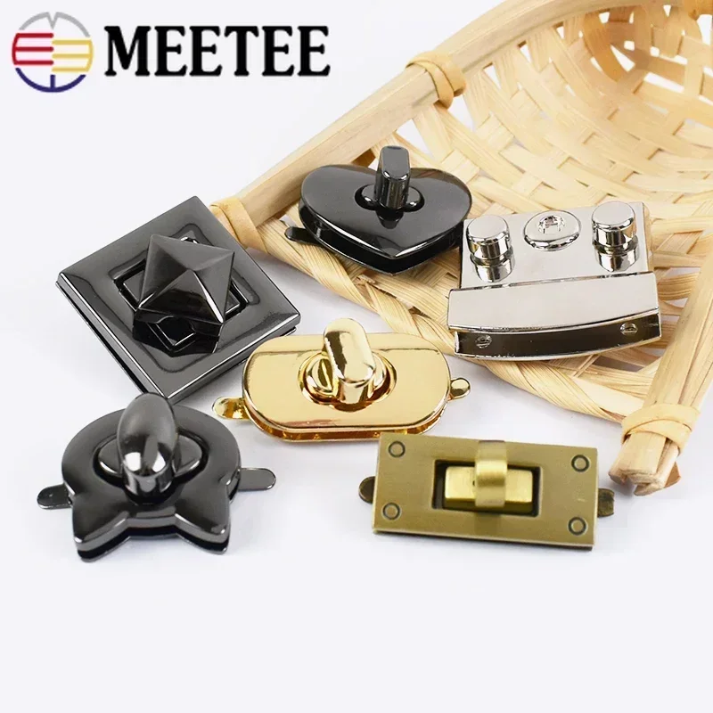 2Pcs Metal Bag Spring Lock Snap Women Handbag Twist Turn Buckle Decorative Closure Clasps DIY Replacement Hardware Accessories