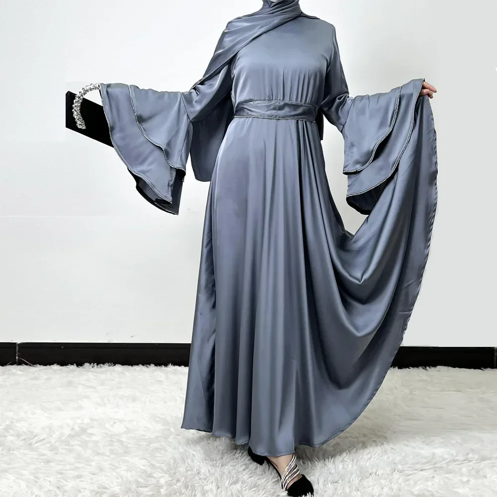 Eid Ramadan ensemble musulman Abaya pour femmes dubaï Hijab Robe ceinturée Jalabiya turquie caftan Islam vêtements Robe Caftan Marocain Femme