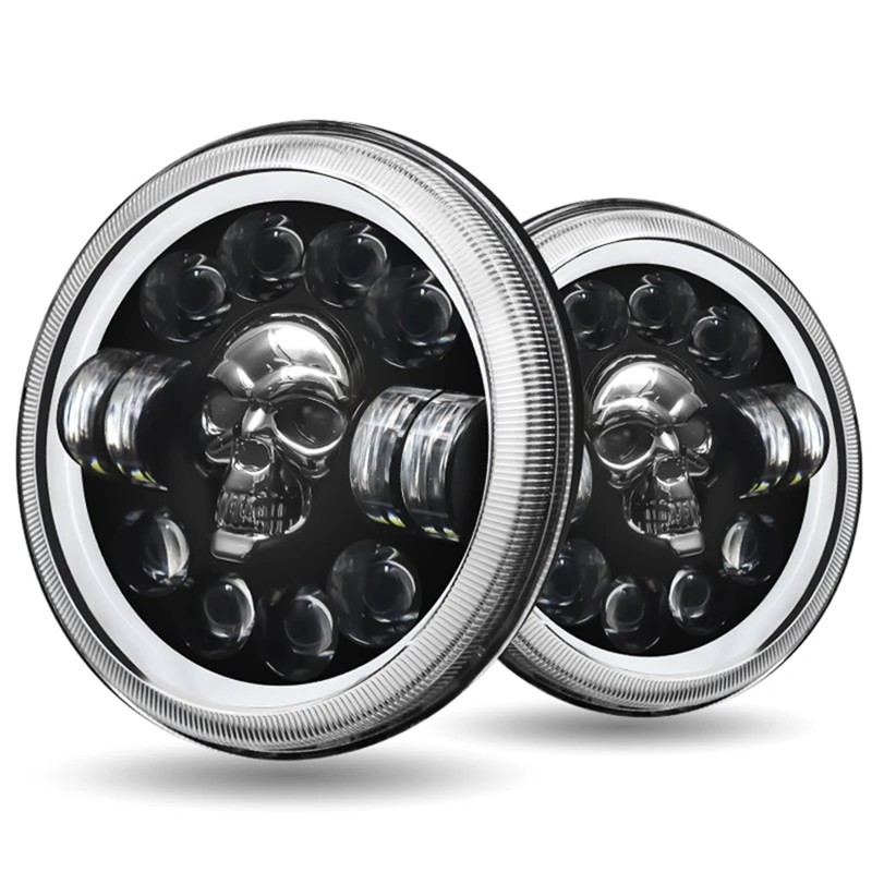 7-inch Wrangler off-road modified headlights Harley LED headlights Wrangler skull high and low beam headlights