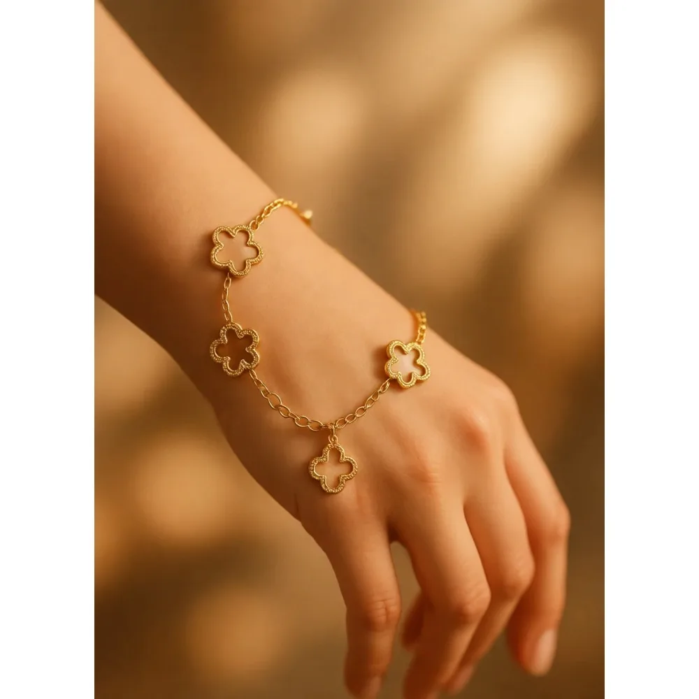 

Набор из 3-х теннисных браслетов с четырехлистным клевером, которые можно носить в несколько слоев, модный ювелирный подарок для женщин