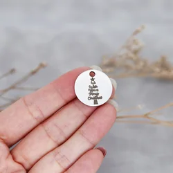 3pcs Laser Engraved word We Wish You A Merry Christmas Christmas Tree Stainless Steel Charm Pendants DIY Keychain Metal Jewelry