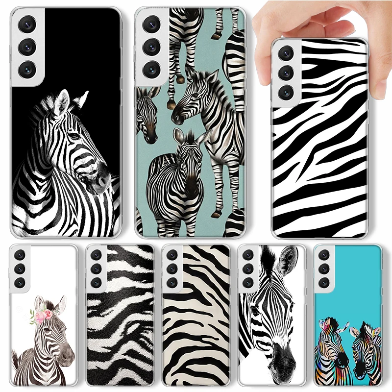 Zebra Stripe Black White Phone Case For Samsung Galaxy S24 S23 S22 S21 Ultra S20 FE S10 Plus S10E S9 S8 + Soft Cover Shell