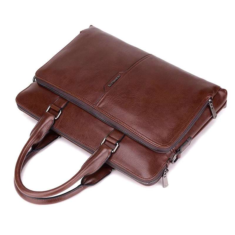 Vintage Men Genuine Leather Briefcase Bag Executive Handbag Man Casual Shoulder Bag Business Laptop Computer Bag For Male