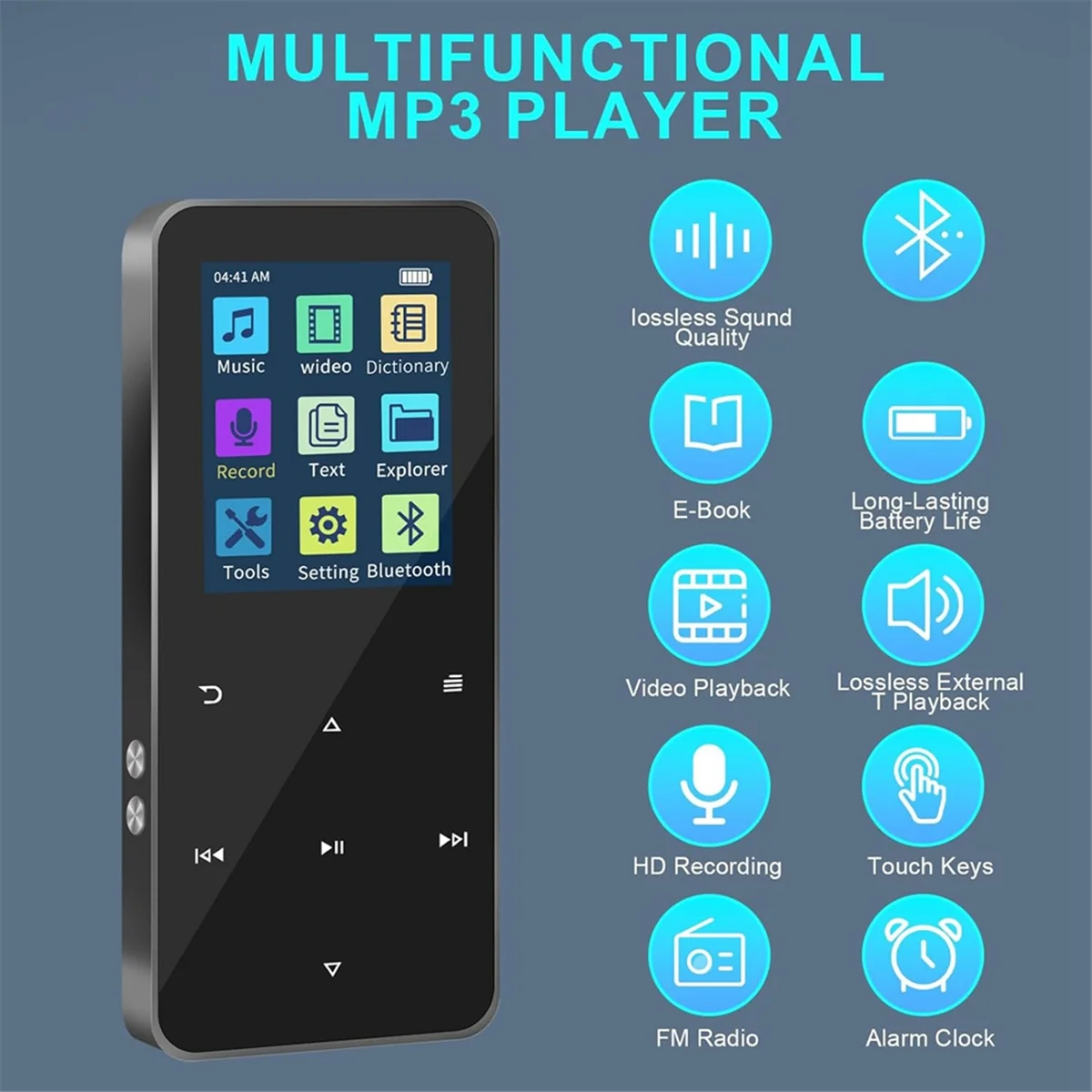 POP-lMP3-плеер, портативный высококачественный музыкальный плеер без потерь Bluetooth 5.2 с картой/динамиком/электронной книгой емкостью 128 ГБ