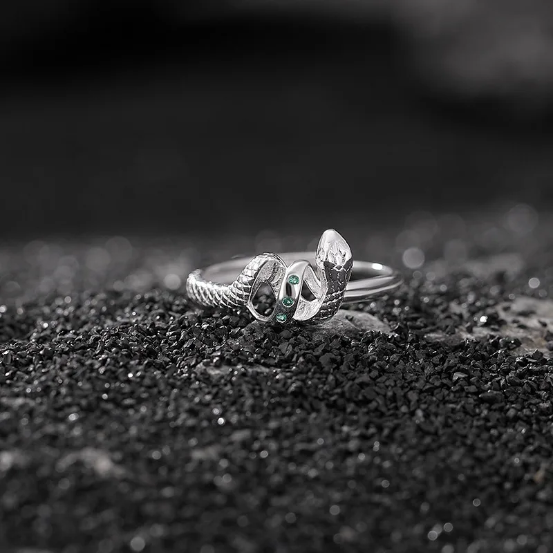 

TIMESWIND New S925 Silver Spirit Snake Wrapping Zodiac Animal Women Open Ring with Certificate