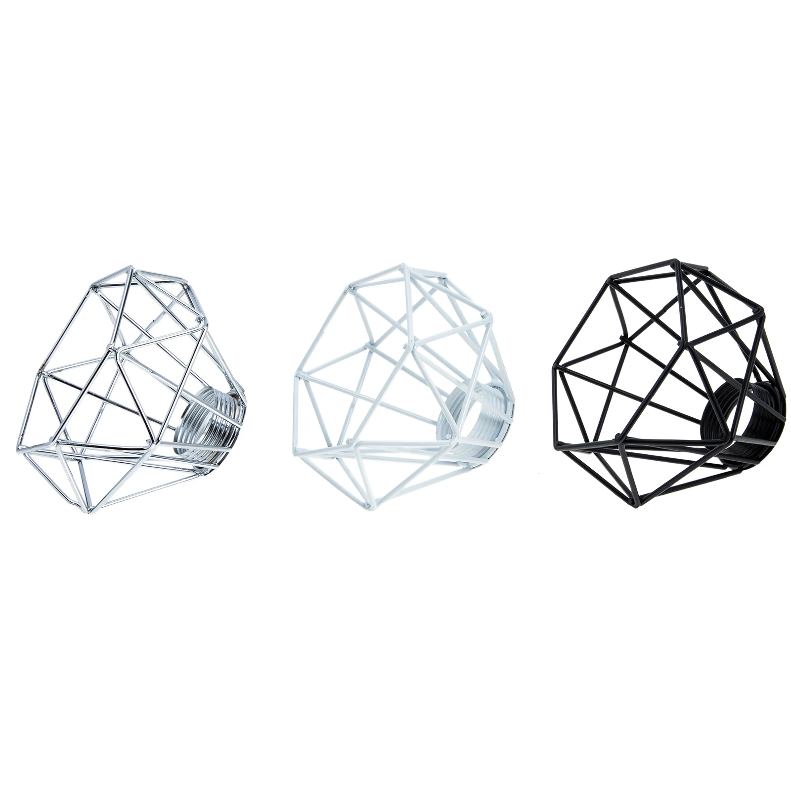 

3 Pcs Vintage Lampshade Shades for Pendant Retro Industrial Iron Metal Light Cage Decor Diamond Shape Wall Lamp Cover