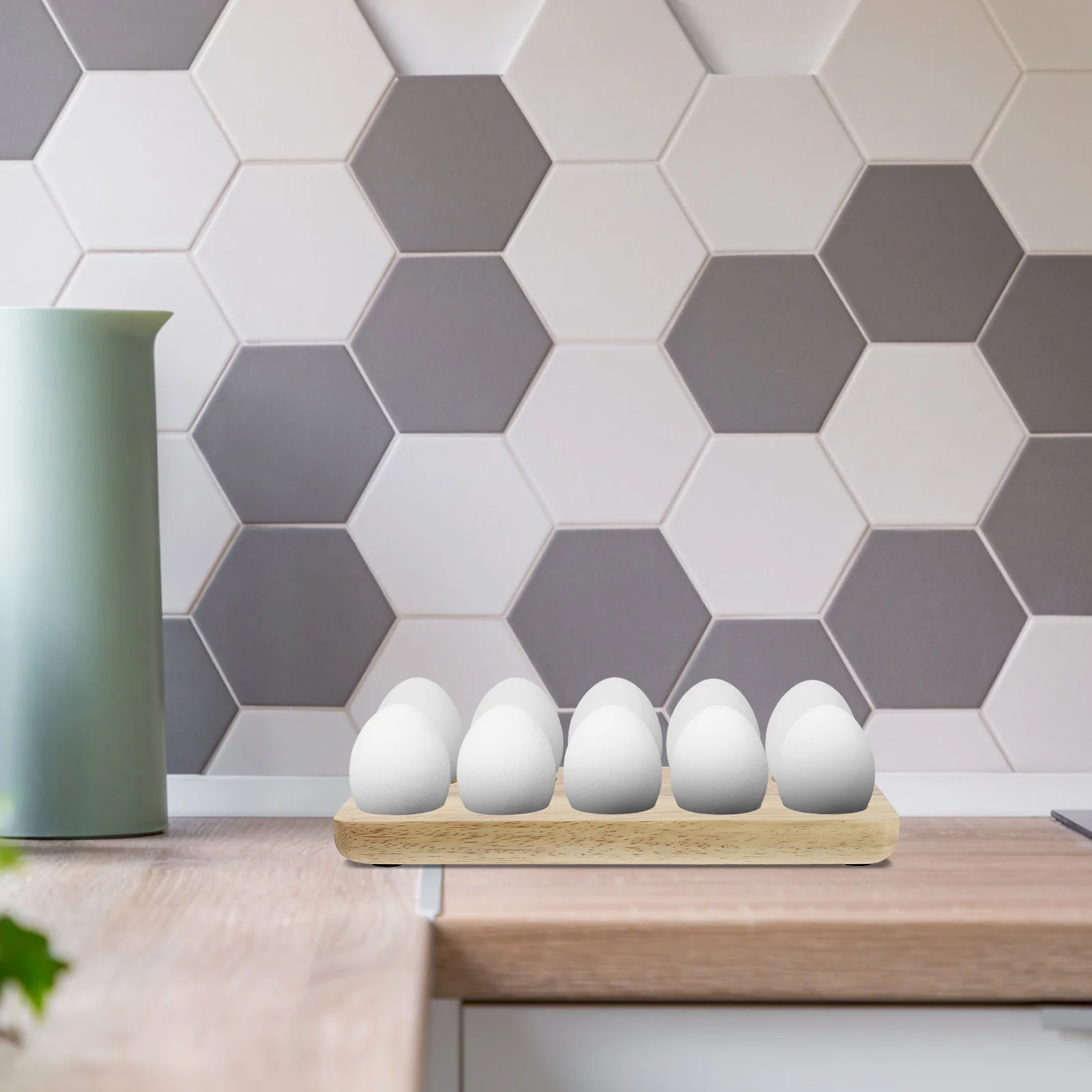 

1Pcs Wooden Egg Storage Rack Space Saving Egg Holder Container with Simple Style Protection for Eggs in Kitchen Use