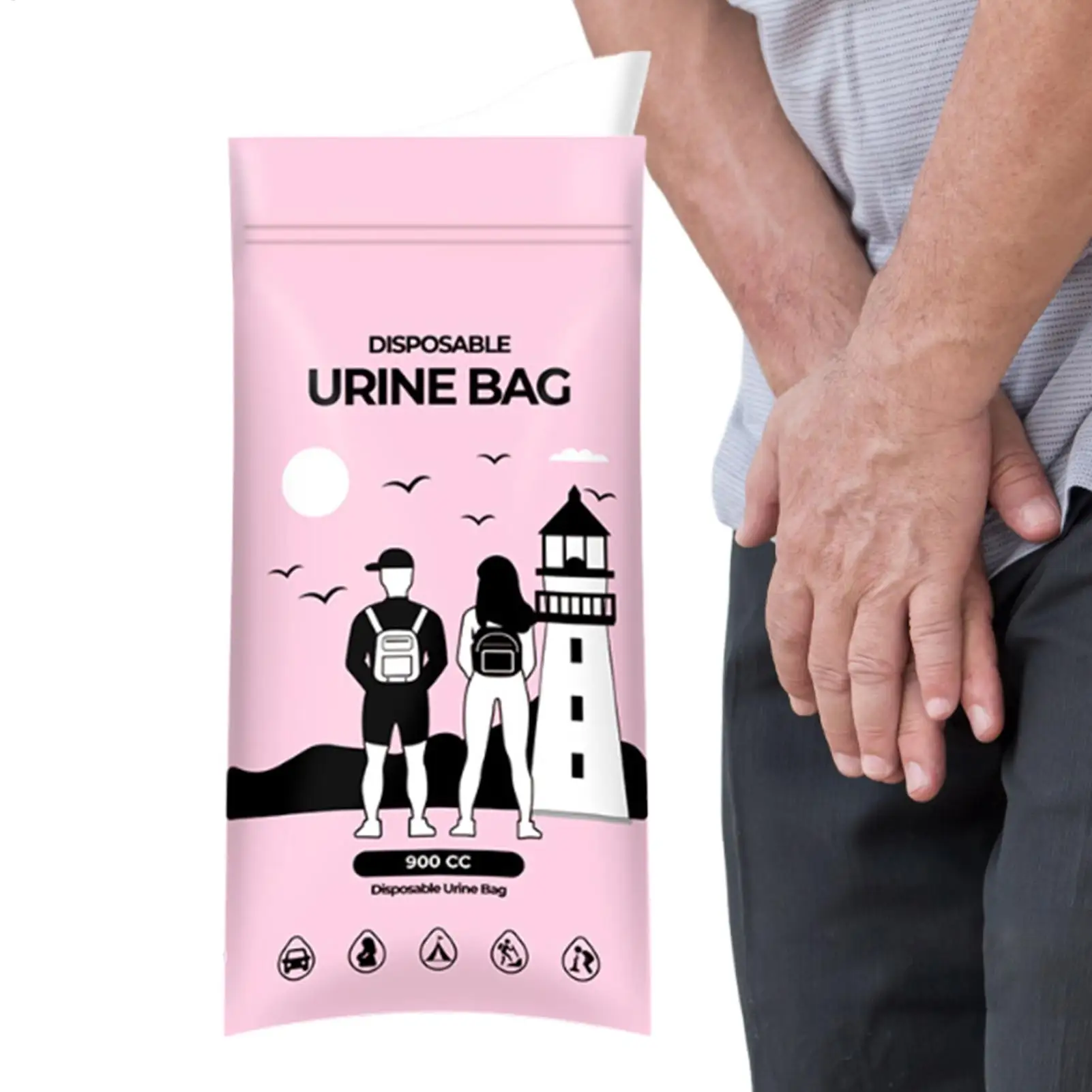 

Urine Bags For Men Portable 900cc Urinary Collector Pee Bags For Travel For Men Women Elderly Camping Hiking Backpacking Car