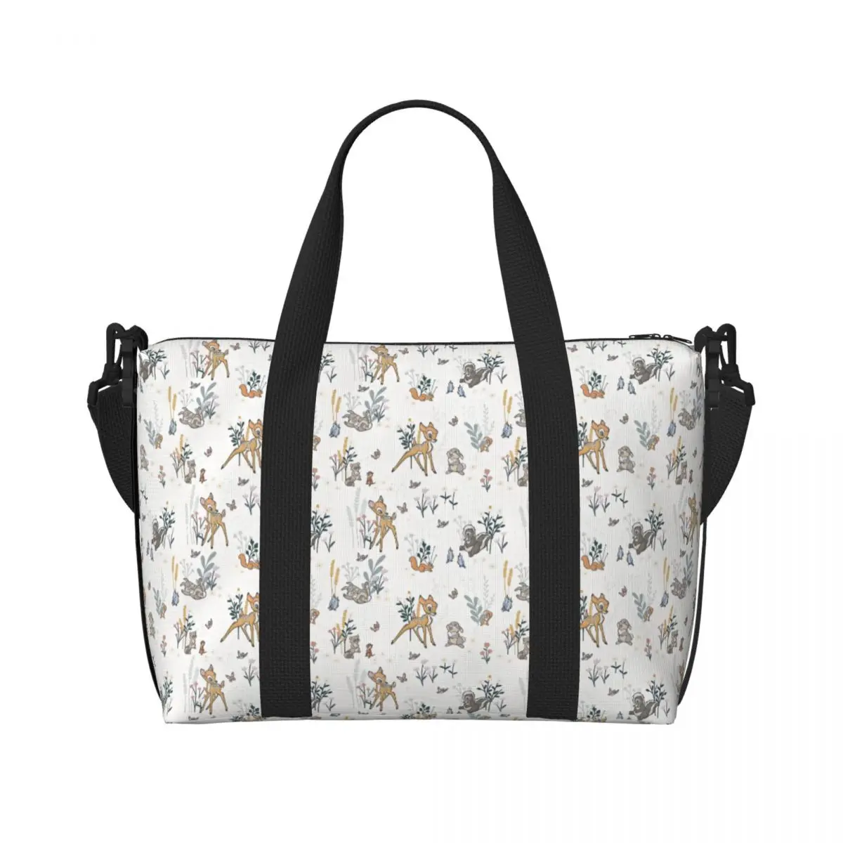 

Custom Bambi Tote Bag Women Large Capacity Kawaii Cartoon Anime Gym Beach Shoulder Travel Bag