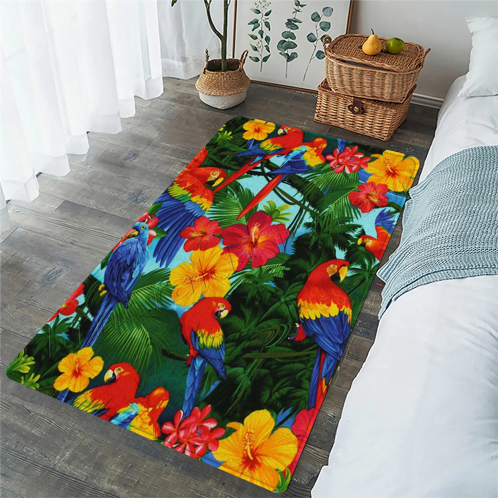 CLOOCL Scarlet Macaw Printed Carpet Living Room Sofa Table Mats Area Rugs Washable Anti-slip Floor Mat Nordic Modern Rugs