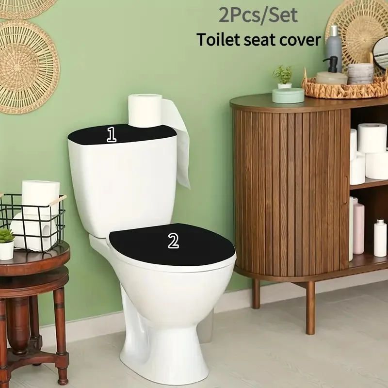 

2Pcs/Set Toilet Seat Cover Stretch Spandex Toilet Lid and Tank Lid Case Set Universal Wear Resistant Elastic Toilet Pad Bathroom