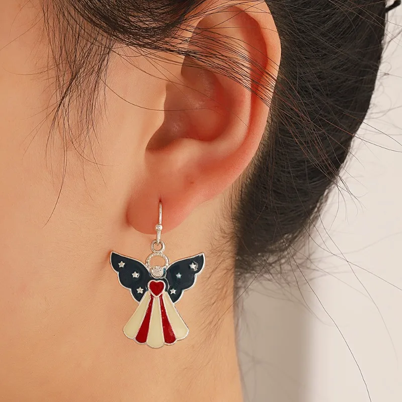 Independence Day Earrings Ins Simple Peace Doves Butterfly Wings Bells Star Earrings Korean Goth Demon Slayer Neon Jewelry 2025