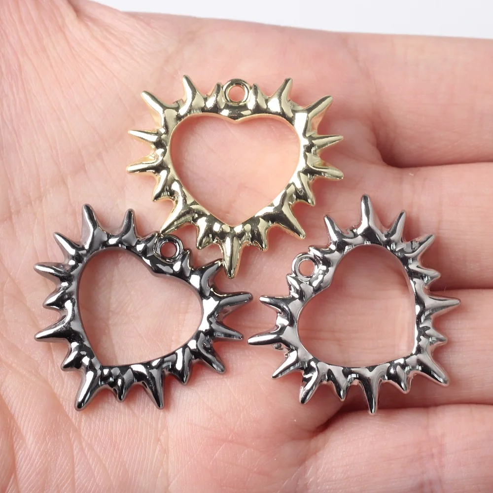 10Pcs/pack Simple Alloy Thorn Heart Pendant DIY Bracelets Necklaces Jewelry Accessories
