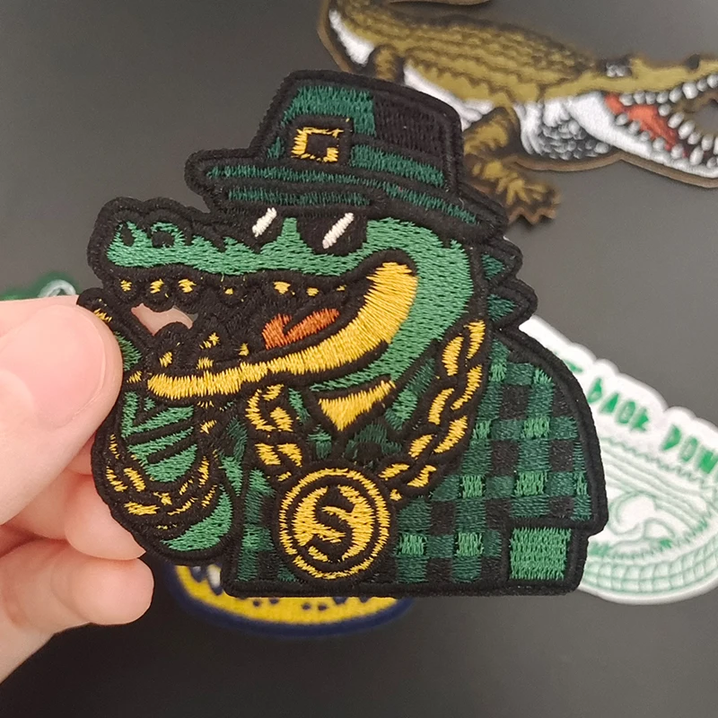 High-quality Crocodile Element Embroidered Heat-melt Adhesive Tape for DIY Handmade Clothing Decorative Accessories