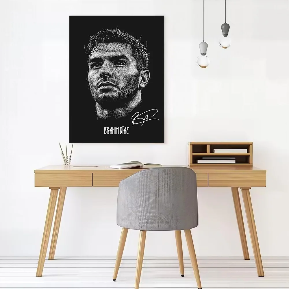 Brahim Diaz Scribble Art With Signature Printed Canvas Wall Art Customizable Paintings Poster Perfect Gift for Home Decor Items