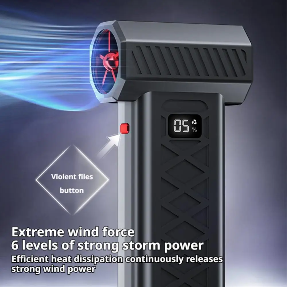 مروحة عنيفة 400000 دورة في الدقيقة منفاخ هواء قوي مروحة توربو مع شاشة LED وإضاءة منظف الغبار 6 سرعات منفاخ توربو جيت بدون فرش #6