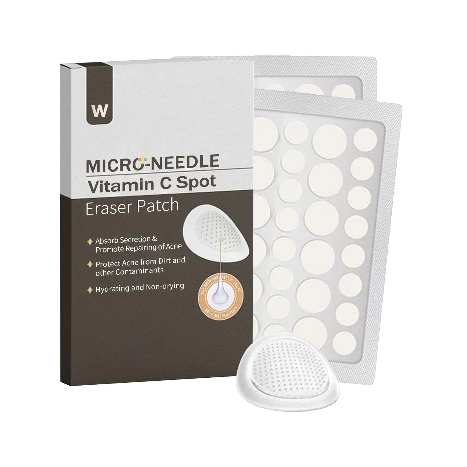 Parches faciales para espinillas, microagujas, parche de secado, pegatinas para cubrir, 72 unidades, cuidado absorbente durante todo el día