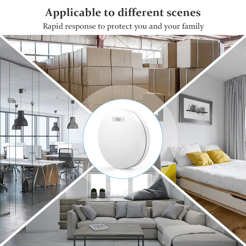 Built-in 10 Year Battery Multi Device Wireless Interlink House Factory Warehouse 433MHz Connect Fire Smoke Detector Sensor Alarm