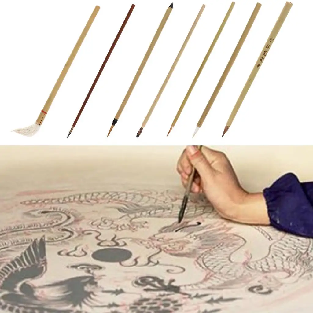 Bamboo Chinese Painting Brush Assorted Wolf Hair Writing Brush Set Calligraphy Drawing Pen for Chinese Art Learning Kit