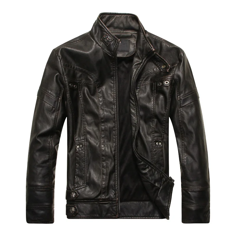 2023 New Men\'s Autumn/Winter Thickened Fashion Leather Jacket Motorcycle Coat