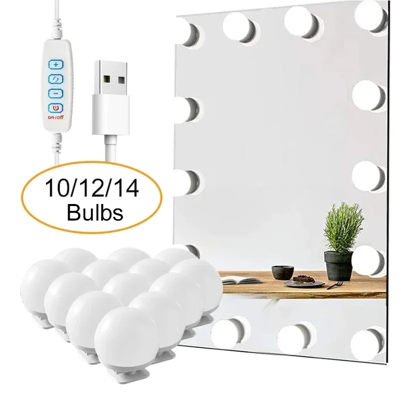 LED Vanity Lights USB Detachable Bulbs Makeup Mirror Lamp for Dressing Table Cosmetic Lighting with Dimmable Brightness