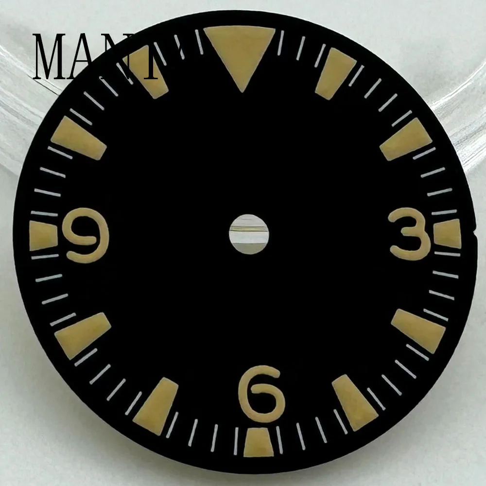 Стерильный циферблат MANTA 28,6 мм, светящийся, подходит для NH35 NH36 NH34, механический механизм, черный