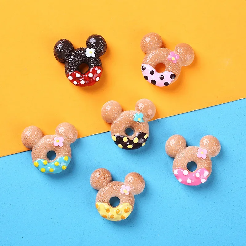 10pcs Kawaii Resin Mini Planar Donuts Cabochon Flatback Embellishments Flat Back Scrapbooking Accessories Charm Diy Decoration