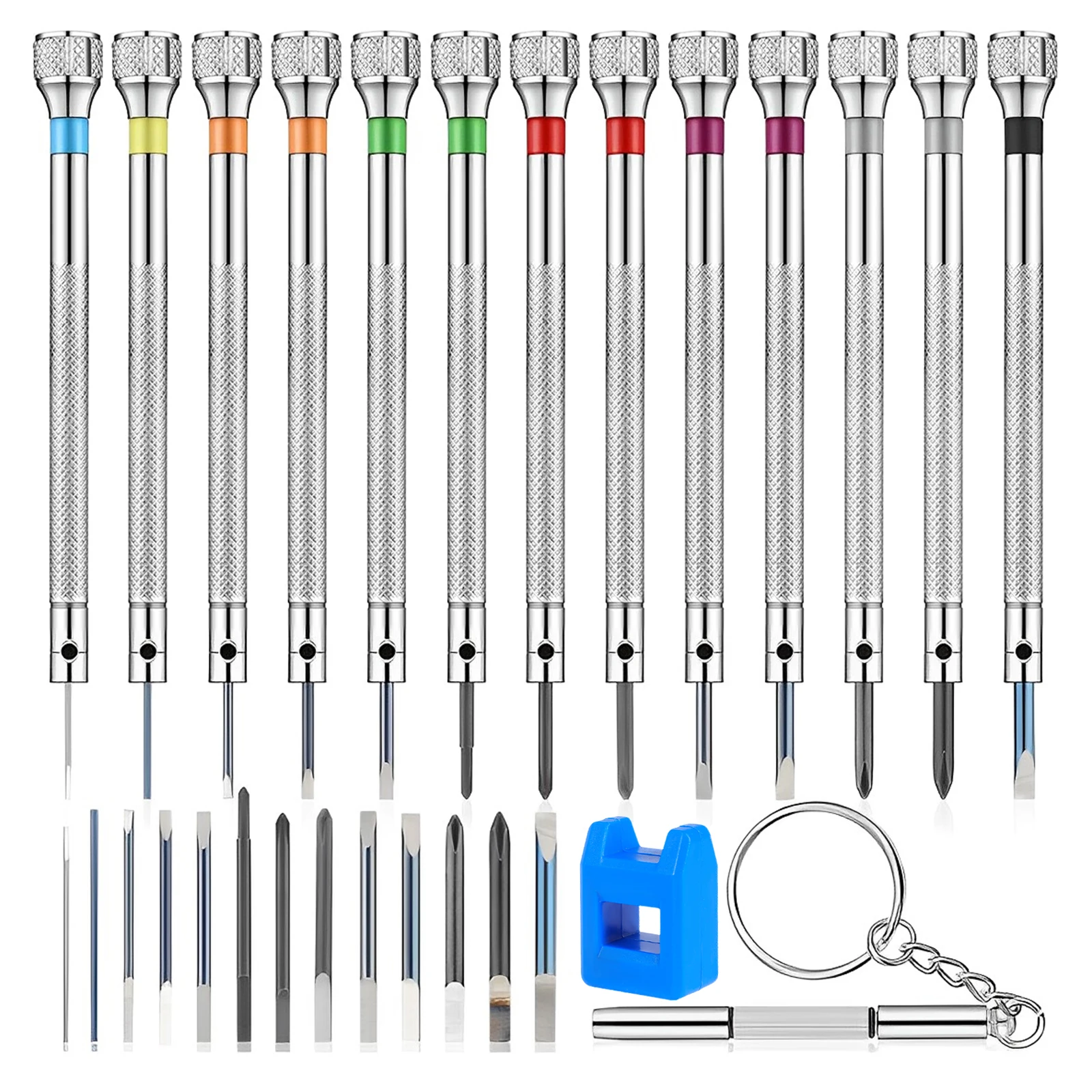 Präzisions-Schraubendreher-Set 0,6-2,0mm Hochharter Stahl Mikro-Kreuzschlitz-Flachkopf-Werkzeugset für Uhrenreparatur IPS