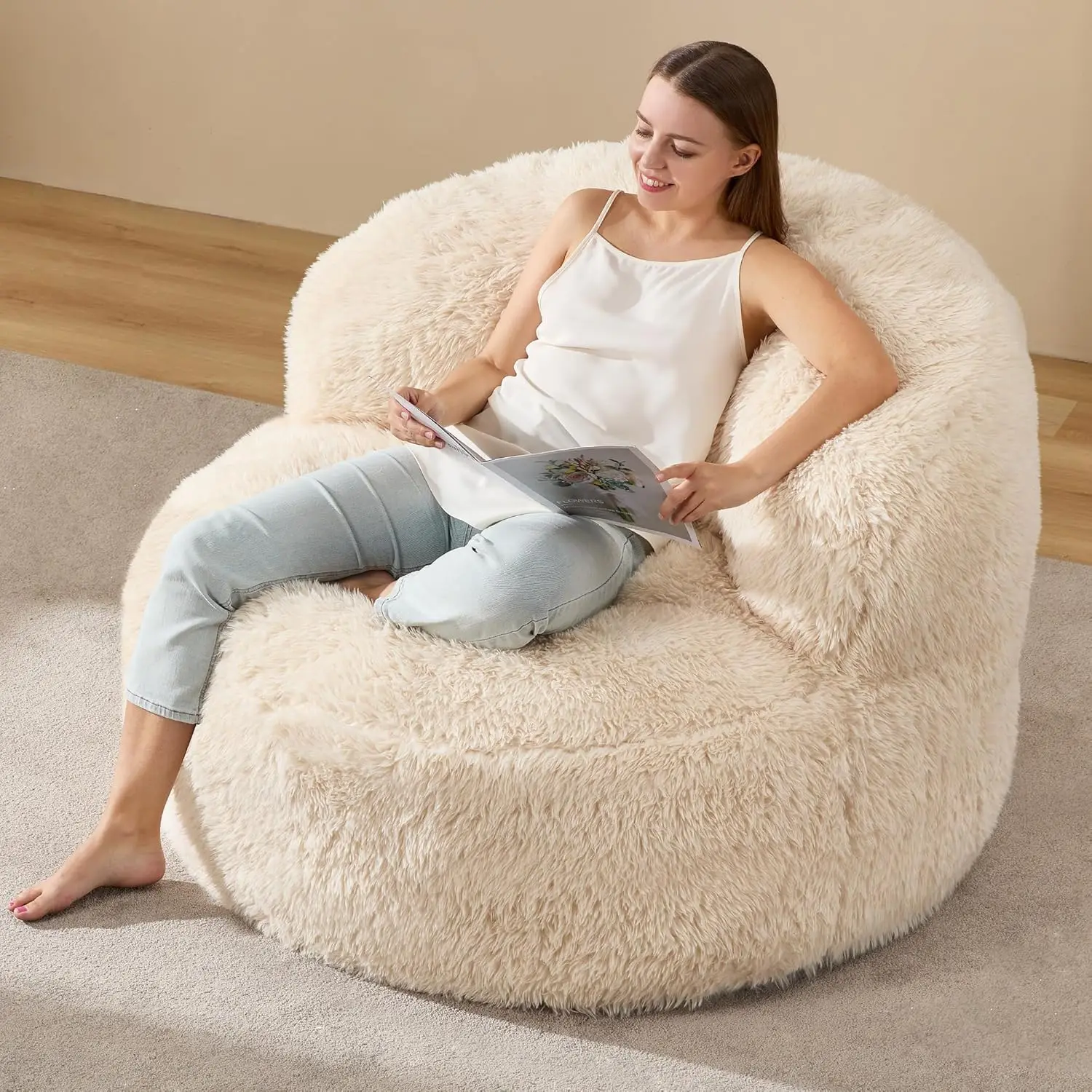 Bean Bag Chair Giant Bean Bag Chairs For Adults Big Adult Bean Bag Chair With Foam Filler Large Beanbags With Stuffed Back Lazy