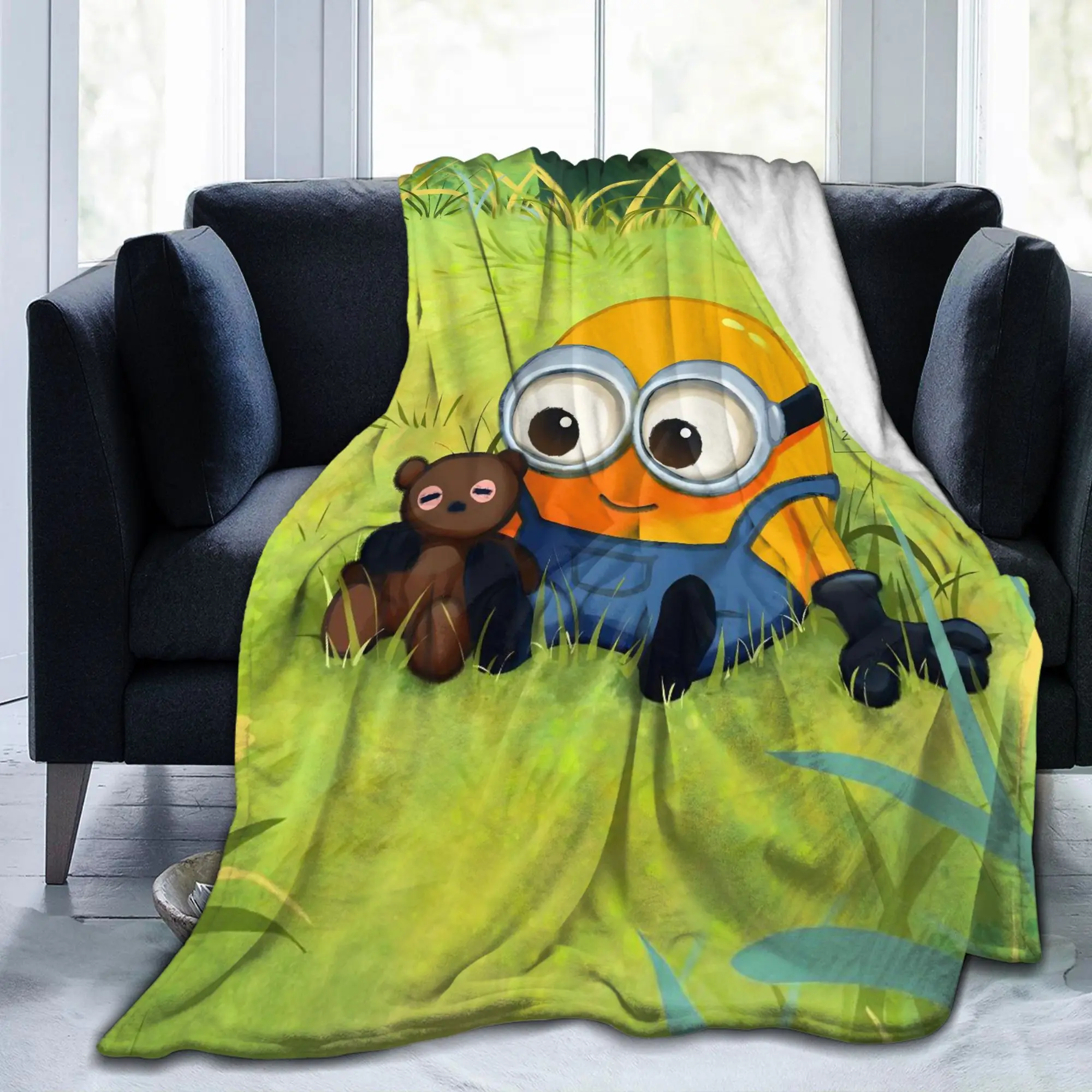 M-Minions-s Bob Kevin Cartoon Blankets Flannel Textile Decor   Multifunction Super Warm Throw Blankets for Bed Outdoor Bedspread