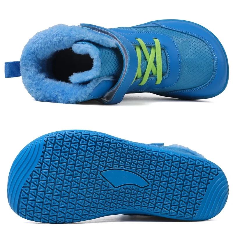 

Новые детские зимние ботинки с широким носком для босоногой ходьбы, минималистичные кроссовки для девочек, водонепроницаемые высокие хлопковые кеды для маленьких и больших детей