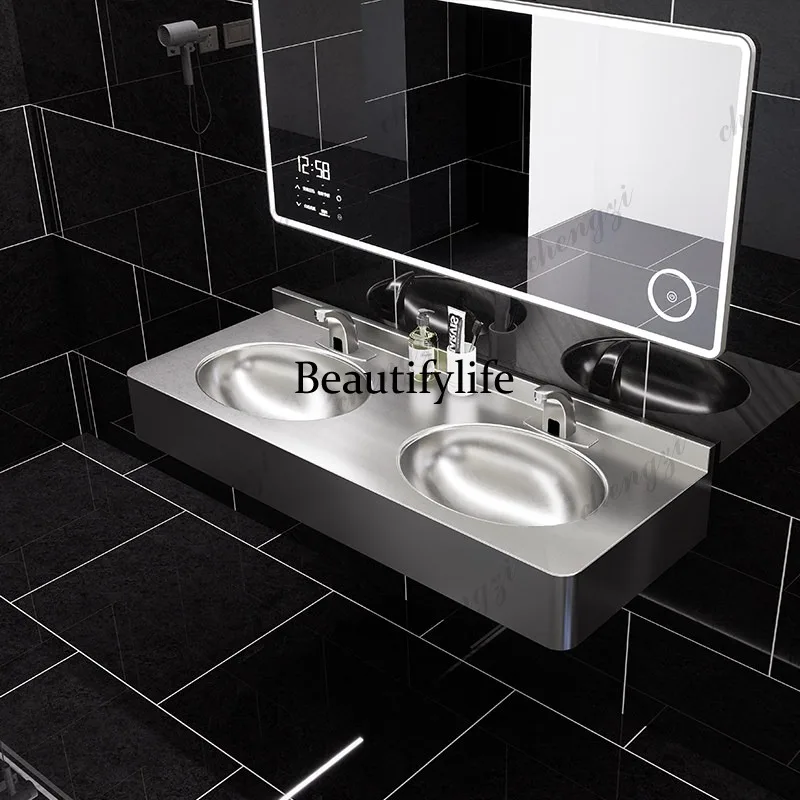 

S178 304 stainless steel oval double basin wall-mounted washbasin wall-mounted washbasin