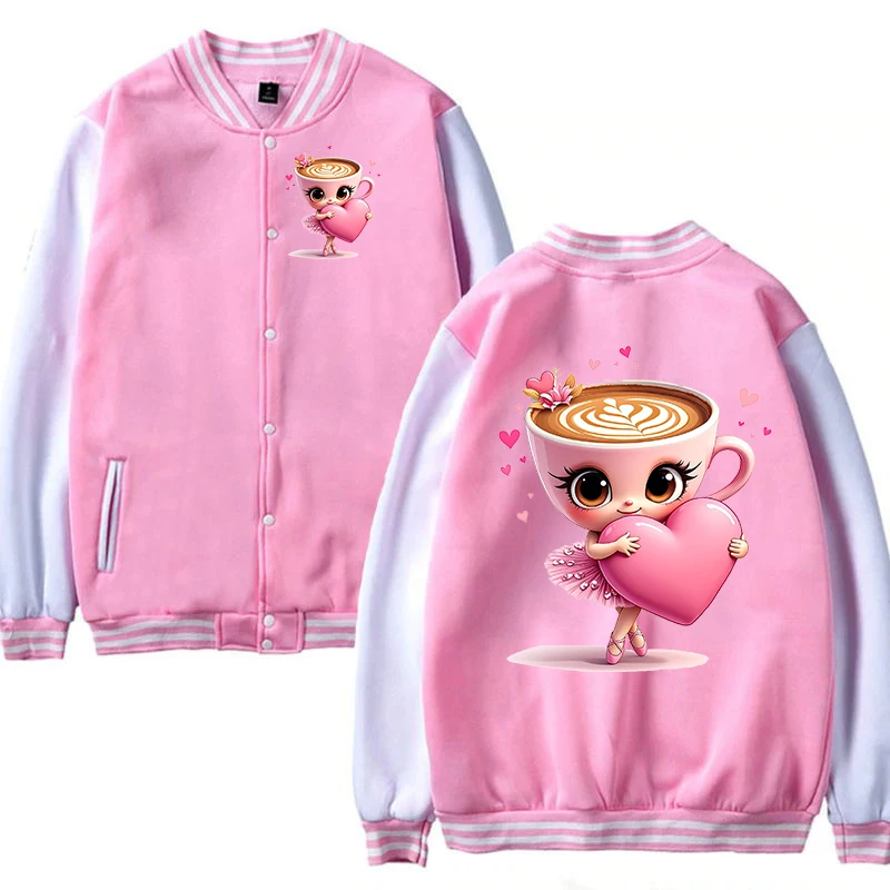 

Ballerina Capuccina Italian Brainrot Funny Meme Baseball Uniform Jacket Kids Clothes Autumn Girls Long Sleeve V-Neck Tracksuit