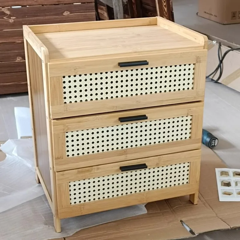 ‌Modern Minimalist Nightstand - Solid Wood Bedside Storage Cabinet with Drawer, Space-Saving Slim Design for Studio Apartments