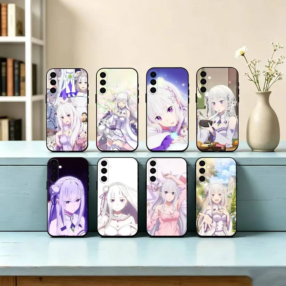 Kawaii E-Emilia R-Re0  Phone Case For Samsung Galaxy A73,A72,A71,A70,A53,A52,A51,Others Soft Black Cover