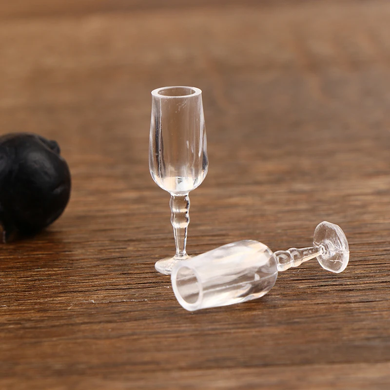 6 قطع 1:12 مجموعة أواني زجاجية لبيت الدمى - كؤوس النبيذ الأحمر والعصير مع شفافة كريستالية، أدوات برواري صغيرة لعرض المطبخ والديورامات