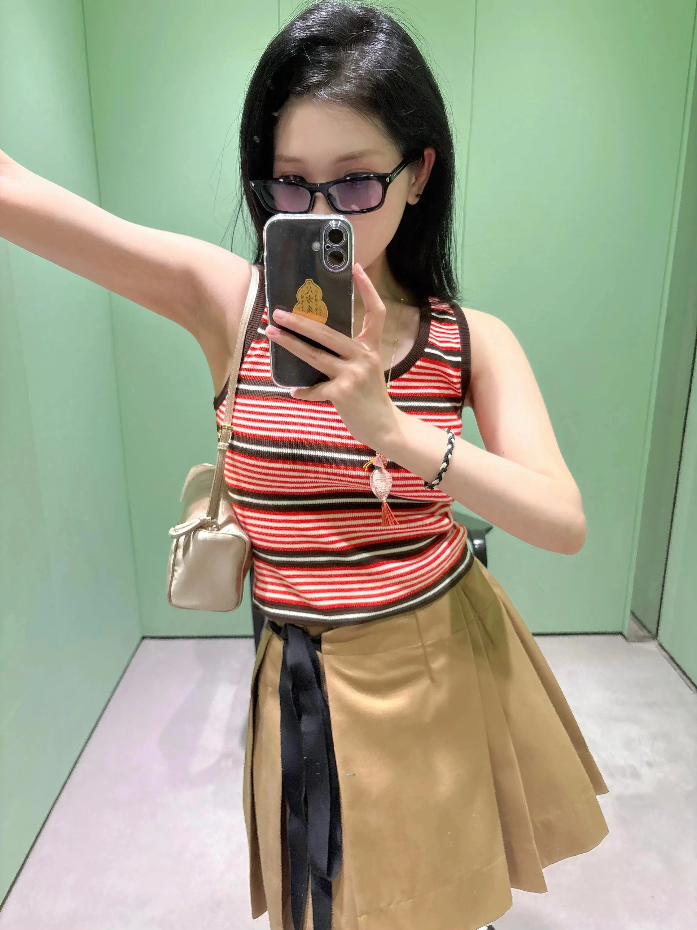 

Twelve Vita Summer Stripe Knitted Slim Fit Vest Top Women's U Neck Color Block Cotton Blend Elastic Short Sleeve T-Shirt
